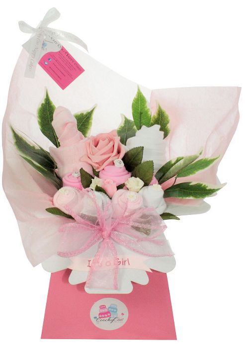 Image of Pink Baby Girl Clothes Bouquet