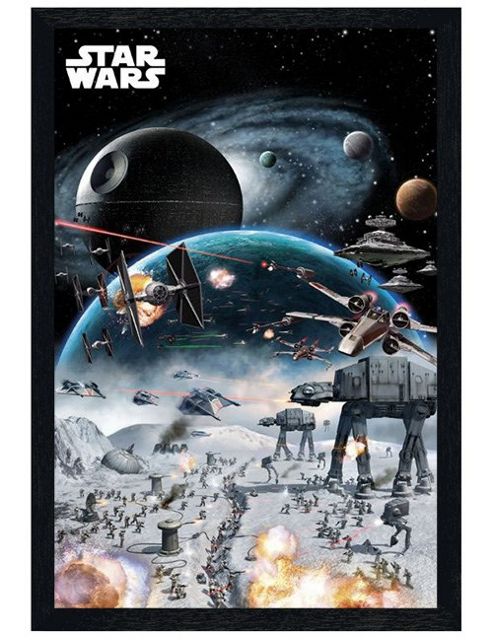 Image of Star Wars Black Wooden Framed A Mighty Space Battle Poster