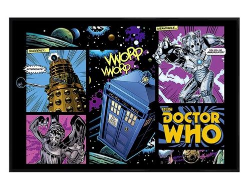 Image of Gloss Black Framed Doctor Who Comicbook Style Poster
