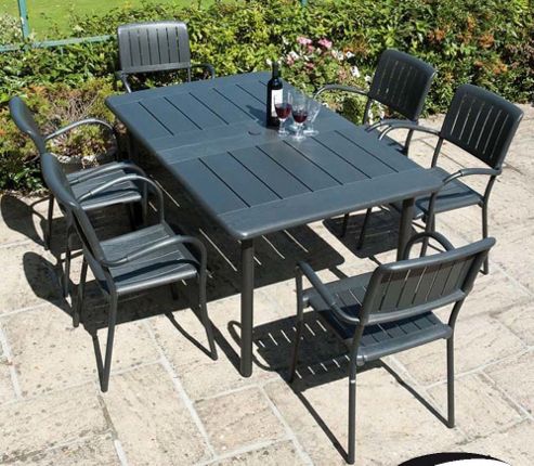 Image of Nardi Maestrale 7 Piece Rectangular Dining Set - Anthracite