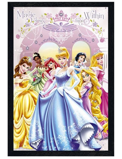 Image of Walt Disney Disney Princess Black Wooden Framed Magic Glows From Within Poster