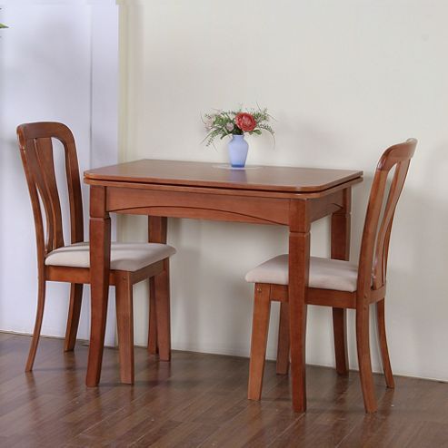 Image of G&p Furniture Windsor House 3-piece Newark Flip Top Dining Set With Slatted Back Chair - Cherry