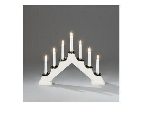 Image of White Wooden Candlestick With 7 Lights