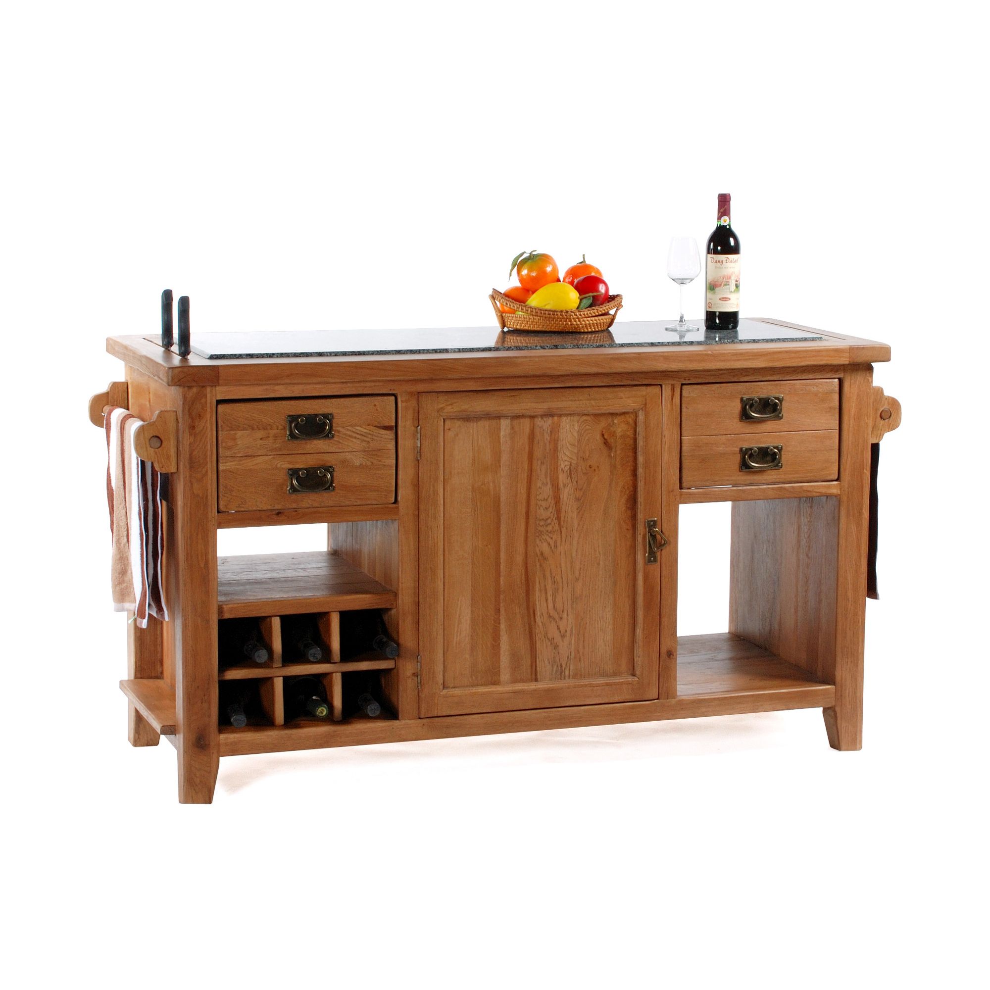 Wiseaction Florence Large Granite Top Kitchen Island at Tesco Direct