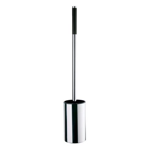 Image of Smedbo Outline Toilet Brush With Telescopic Handle / Movable Cover Stainless Steel Polished Black Grip