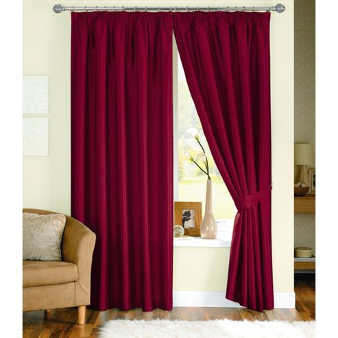 Image of Dreams And Drapes Java 3 Pencil Pleat Lined Faux Silk Curtains (inc. T/b) 66x72 Inches (168x183cm) - Red