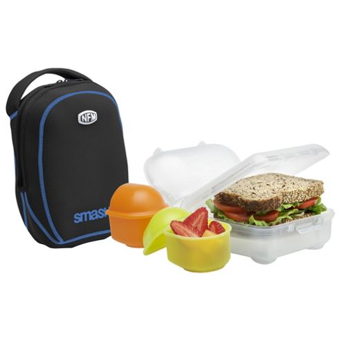 Image of Nude Food Lunch Box And Snack Pot Set With Insulated Cool Skin Cover, Black