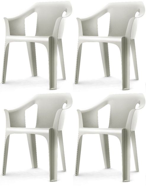 Image of Resol "cool" Garden Outdoor / Indoor Designer Plastic Chairs - White - X4