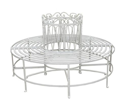 Image of Antique White Full Round Tree Bench