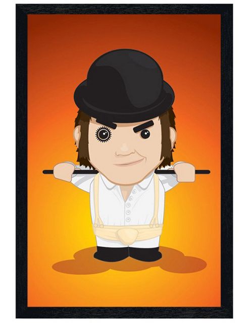 Image of A Clockwork Orange Black Wooden Framed Cartoon Alex Poster