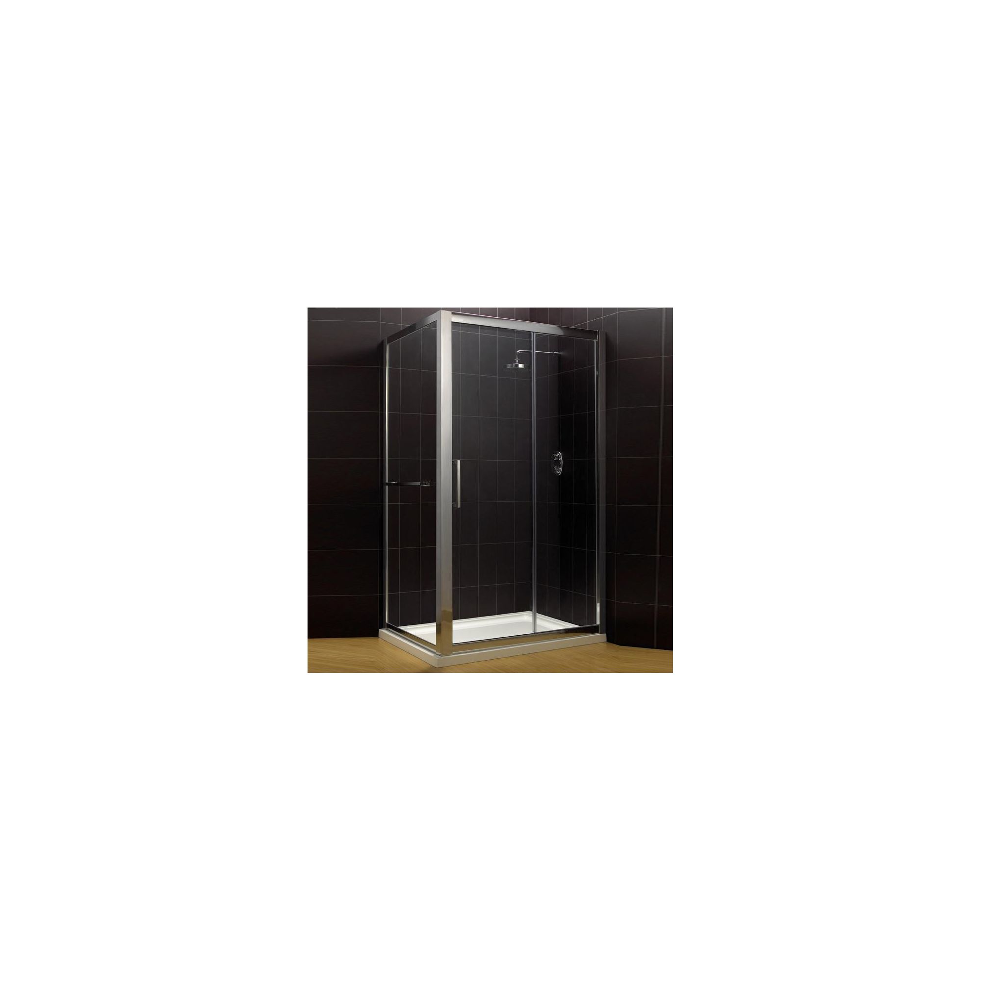 Duchy Supreme Silver Sliding Door Shower Enclosure with Towel Rail, 1400mm x 760mm, Standard Tray, 8mm Glass at Tescos Direct