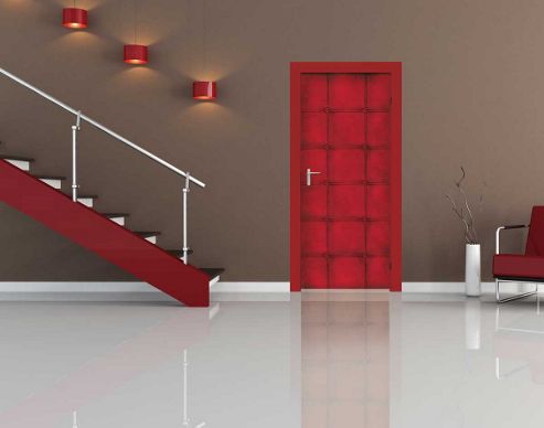 Image of 1wall Padded Red Squares Door Mural