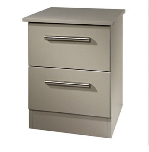Image of Welcome Furniture Contrast 2 Drawer Bedside Table - Mushroom