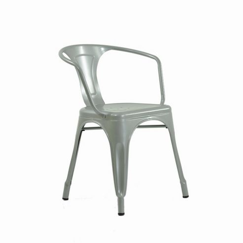 Image of Tolix A56 Style Dining Armchair Natural Metal