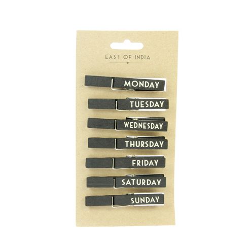 Image of Black Wood Peg Set - Days Of The Week
