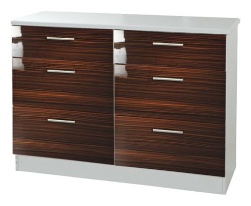 Image of Welcome Furniture Knightsbridge 6 Drawer Chest - White - Ebony