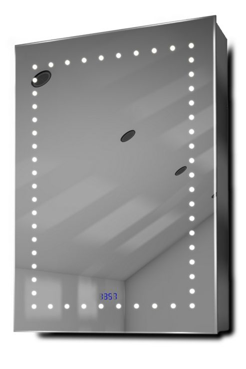 Image of Lana Clock Led Bathroom Cabinet With Demister Pad, Sensor & Shaver K389