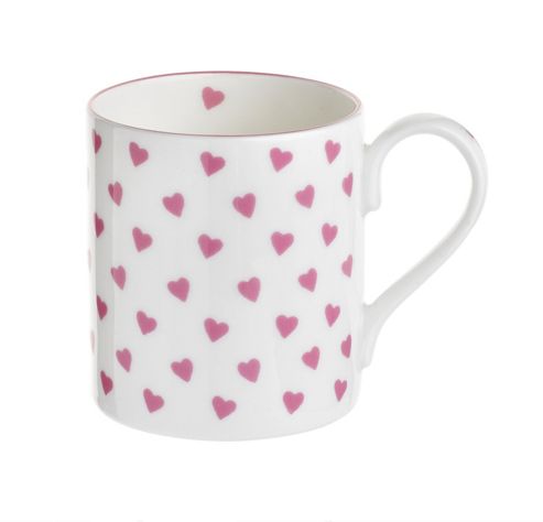 Image of Nina Campbell Bone China Mug, Pink Hearts Design