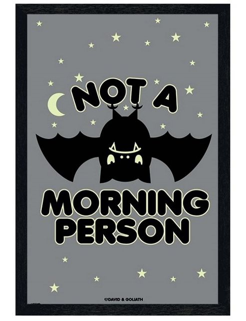 Image of David & Goliath Black Wooden Framed Not A Morning Person Poster