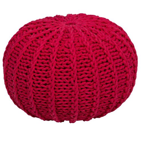 Image of Kaikoo Knitted Ribbed Pouffe, Red