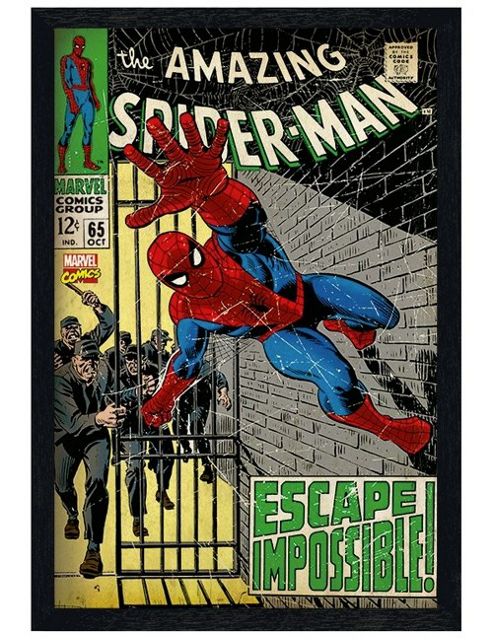 Image of Black Wooden Framed The Amazing Spider-man Escape Impossible Poster