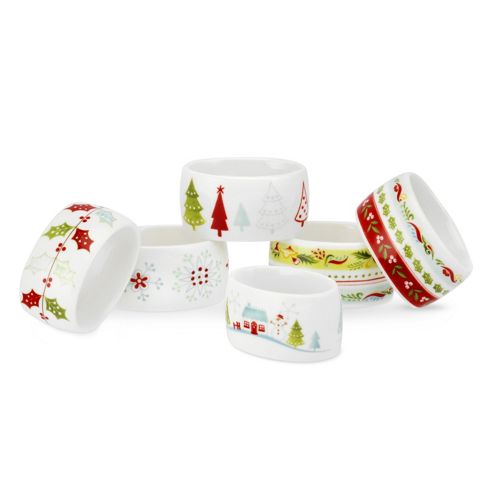 Image of Portmeirion Christmas Wish Napkin Rings, Set Of 6