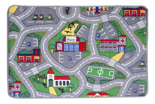 Image of Dandy City Roads Kids Rectangular Rug - 133cm X 95cm