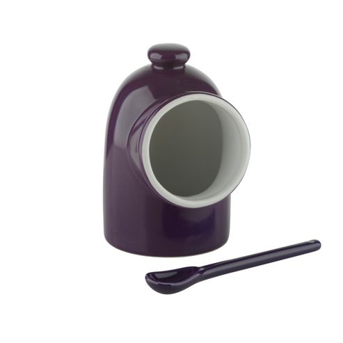 Image of Bia Scoop! Stoneware Salt Pig With Spoon, Purple