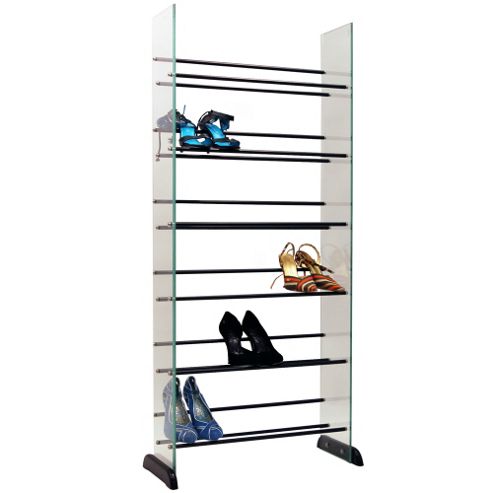 Image of 6 Tier 18 Pair Glass Shoe / Boot Storage Shelves