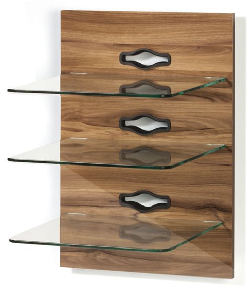 Image of Vcm Xeno-3 Wall Furniture With 3 Glass Shelves And Media Storage - Milano Varnish / Clear Glass