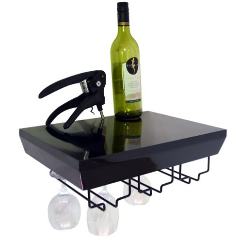 Image of Monteray - Wall Mounted Wine Glass Storage Shelf - Black