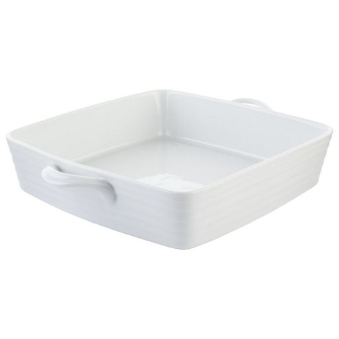 Image of Tesco Ribbed Square Porcelain Roasting Dish, White