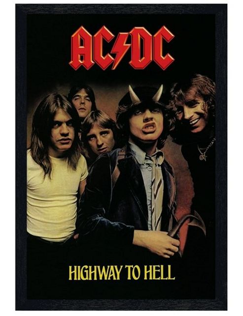 Image of Ac/dc Black Wooden Framed Highway To Hell Poster