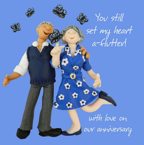 Image of Holy Mackerel Anniversary Hearts-a-fluttergreetings Card