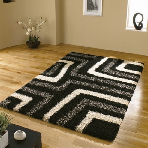 Image of Nordic Tides Black/grey 200x290 Cm Shaggy Rug