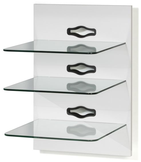 Image of Vcm Xeno-3 Wall Furniture With 3 Glass Shelves And Media Storage - White Varnish / Clear Glass
