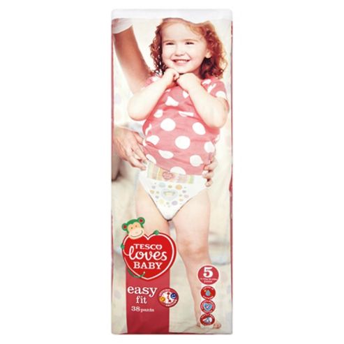 Image of Tesco Loves Baby Easy-fit Nappies - Size 5 - Junior - Economy Pack - 38 Pants