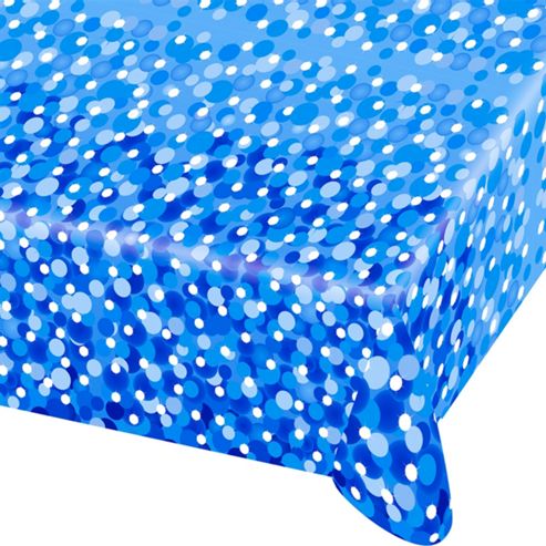 Image of Blue Sparkle Plastic Table Cover