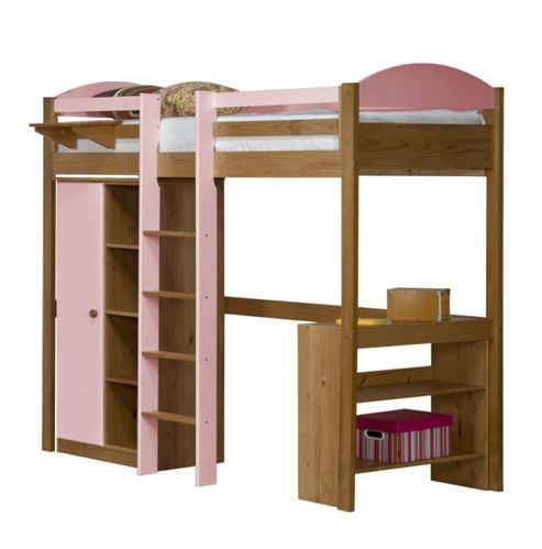 Image of Maximus High Sleeper Set 1 Central Ladder Antique With Pink Details