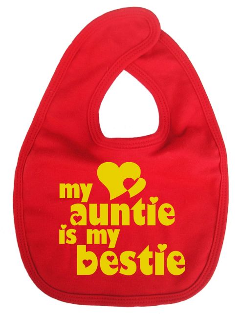 Image of Dirty Fingers My Auntie Is My Bestie Baby Bib Red