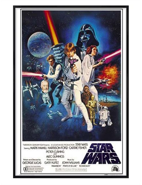 Image of Gloss Black Framed Star Wars A New Hope Movie Score Poster