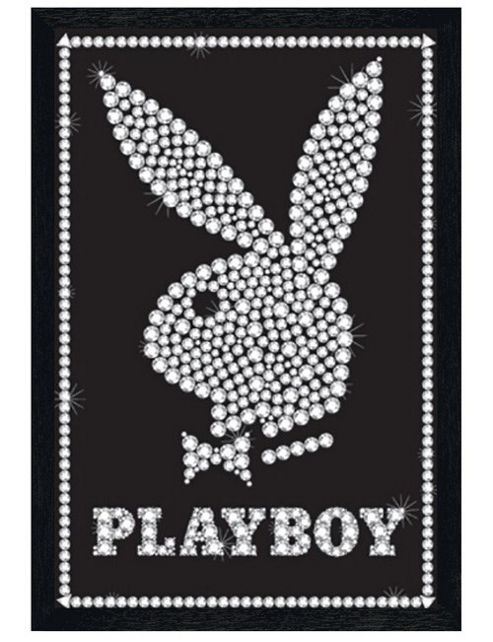 Image of Hugh Heffner Playboy Black Wooden Framed Bunny In Bling Poster