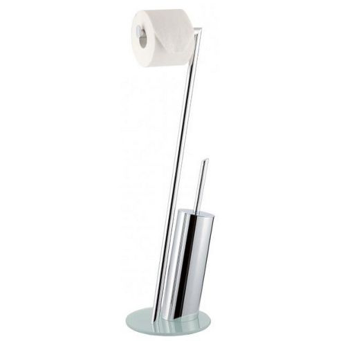 Image of Sanwood Texas Toilet Brush Set In Chrome - White