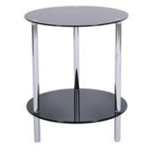 LEVV Sierra 2 Tier Piano Black Glass Lamp Table