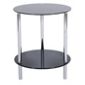 LEVV Sierra 2 Tier Piano Black Glass Lamp Table