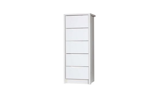 Image of Alto Furniture Avola 5 Drawer Tall Boy Chest - White Avola Carcass With Cream Gloss