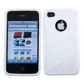 iTALKonline 12534 White Wave Silicone Crystal Twin Case - Apple iPhone 4