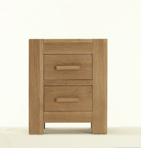 Image of Thorndon Block Bedroom Bedside Cabinet In Natural Matured Oak