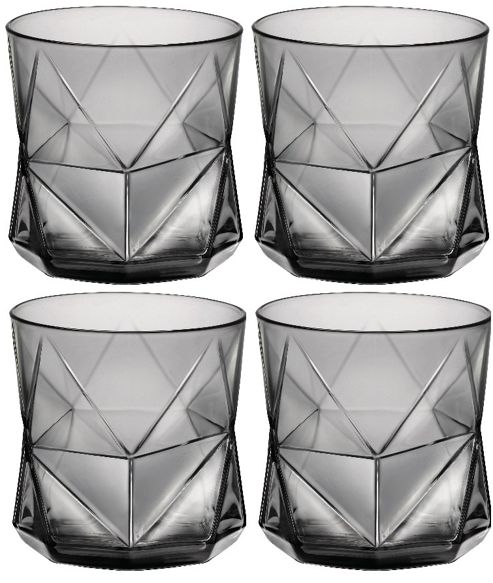 Image of Bormioli Rocco Cassiopea Tumblers Glasses - 330ml - 11.25oz - Grey - Set Of 4