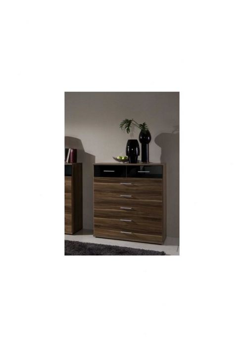 Image of Amos Mann Furniture Milano 7 Drawer Chest Of Drawers - Black And Walnut